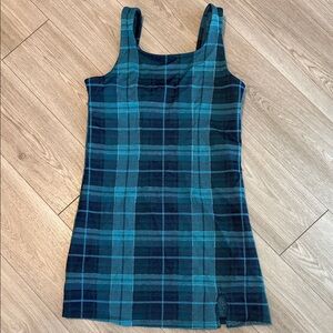 SO Blue and Black Plaid Mini Dress